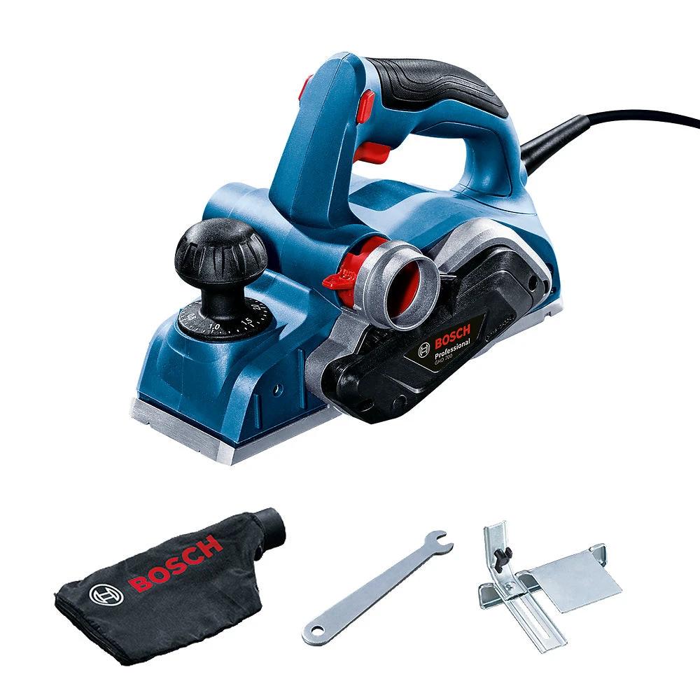 Cepillo eléctrico Bosch GHO 700 azul con colector de polvo y dos cuchillas