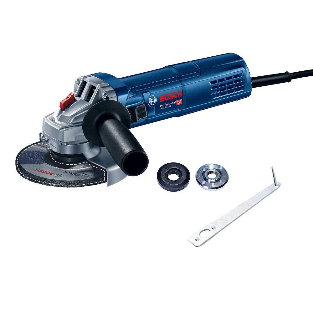 Mini esmeril angular Bosch GWS 9-125 S azul con discos y llave