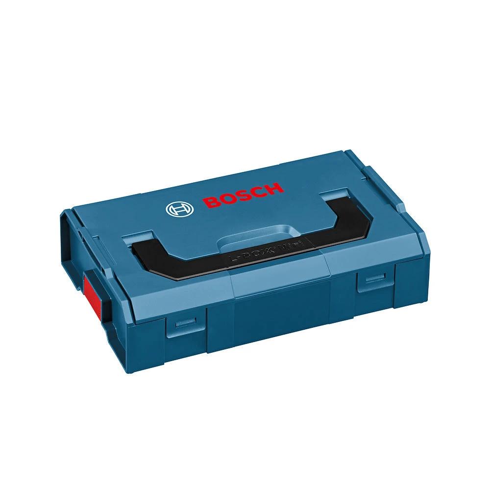 Caja portátil Bosch L-BOXX Mini con asa azul para herramientas y accesorios pequeños