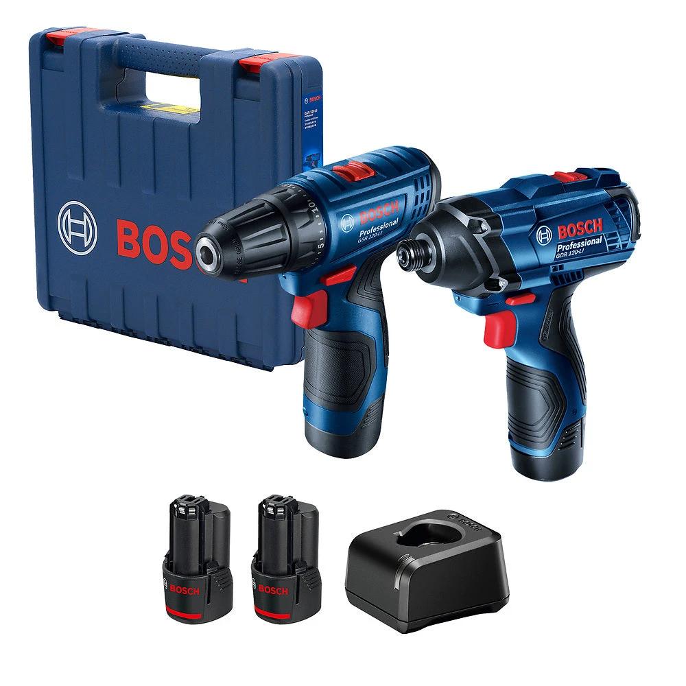 Kit Bosch GSR 120-LI GDR 120-LI 12V con maletín, 2 baterías 2Ah y cargador GAL 12V-20