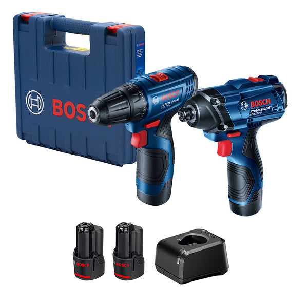 Kit Bosch atornillador + llave impacto + 2bat 2Ah y maletín