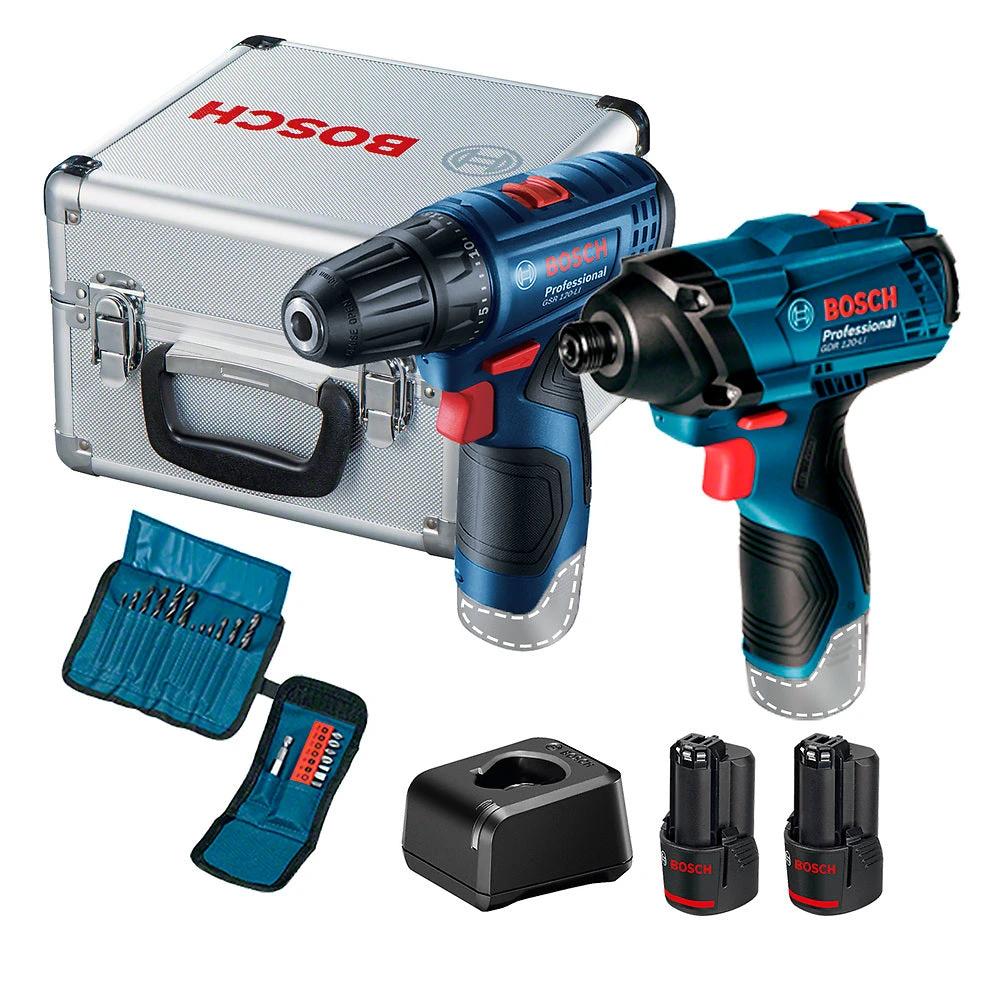 Bosch kit atornillador y llave de impacto GSR 120-LI con 2 baterías 2Ah, maletín y accesorios