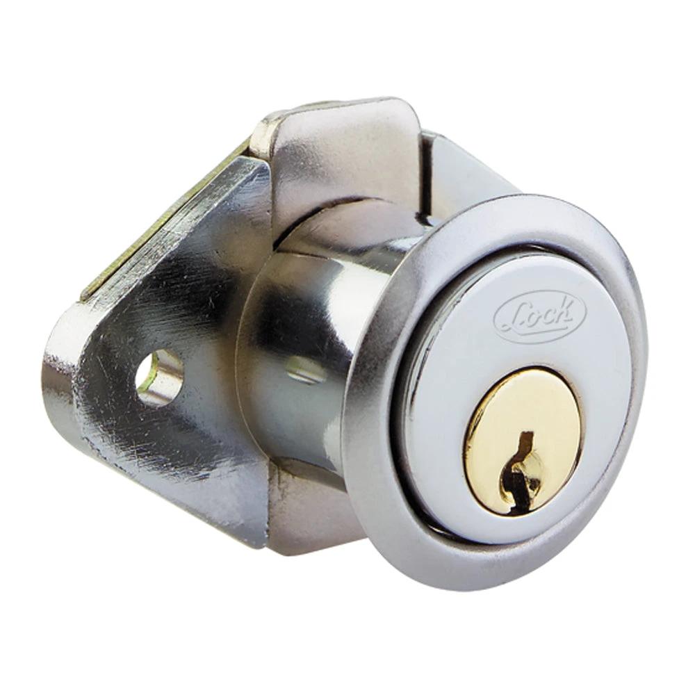 Cerradura para mueble ovalada, cromo brillante, llave estándar, blíster Lock - Lock - Industrias GSL