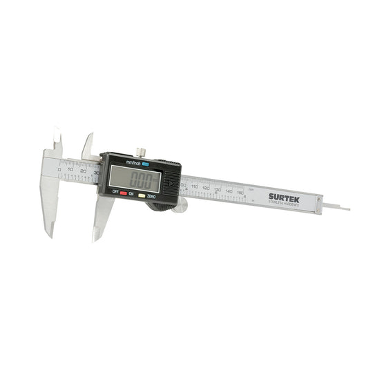 Calibrador en pulgadas y milímetros digital con pantalla plástica 0 - 6" Surtek - Surtek - Industrias GSL