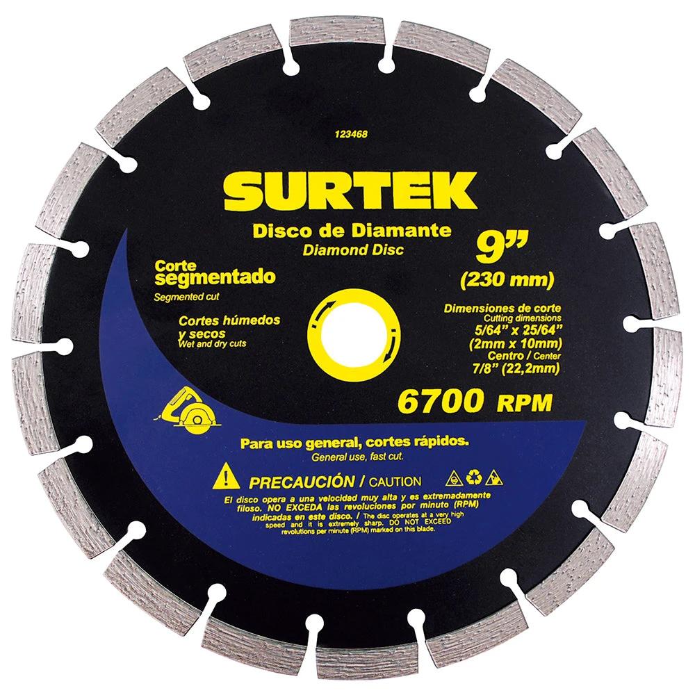 Disco de diamante segmentado, 9" Surtek - Surtek - Industrias GSL