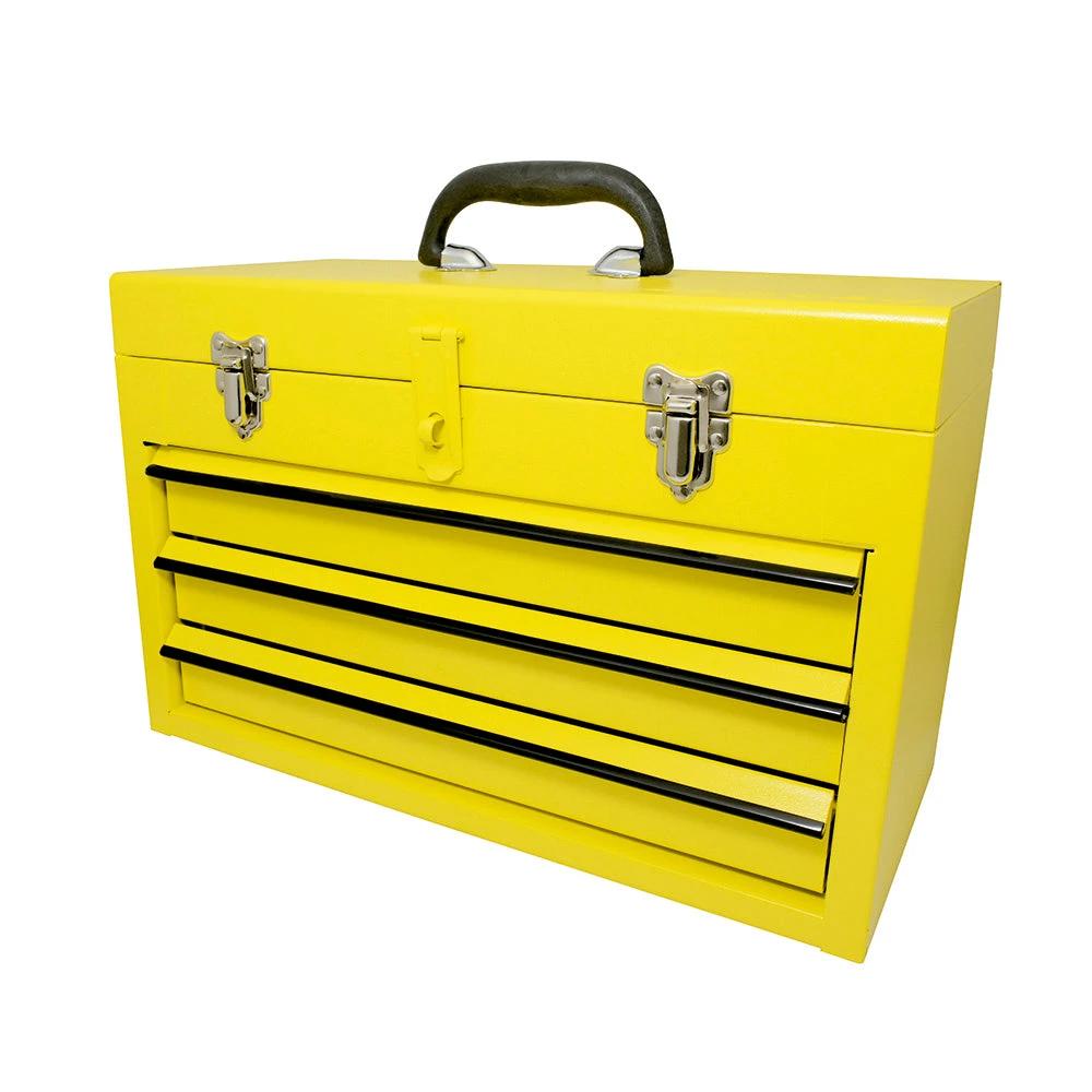 Caja portaherramientas metálica amarilla con 3 gavetas 11" x 18" x 9" Surtek 125111 - Surtek - Industrias GSL