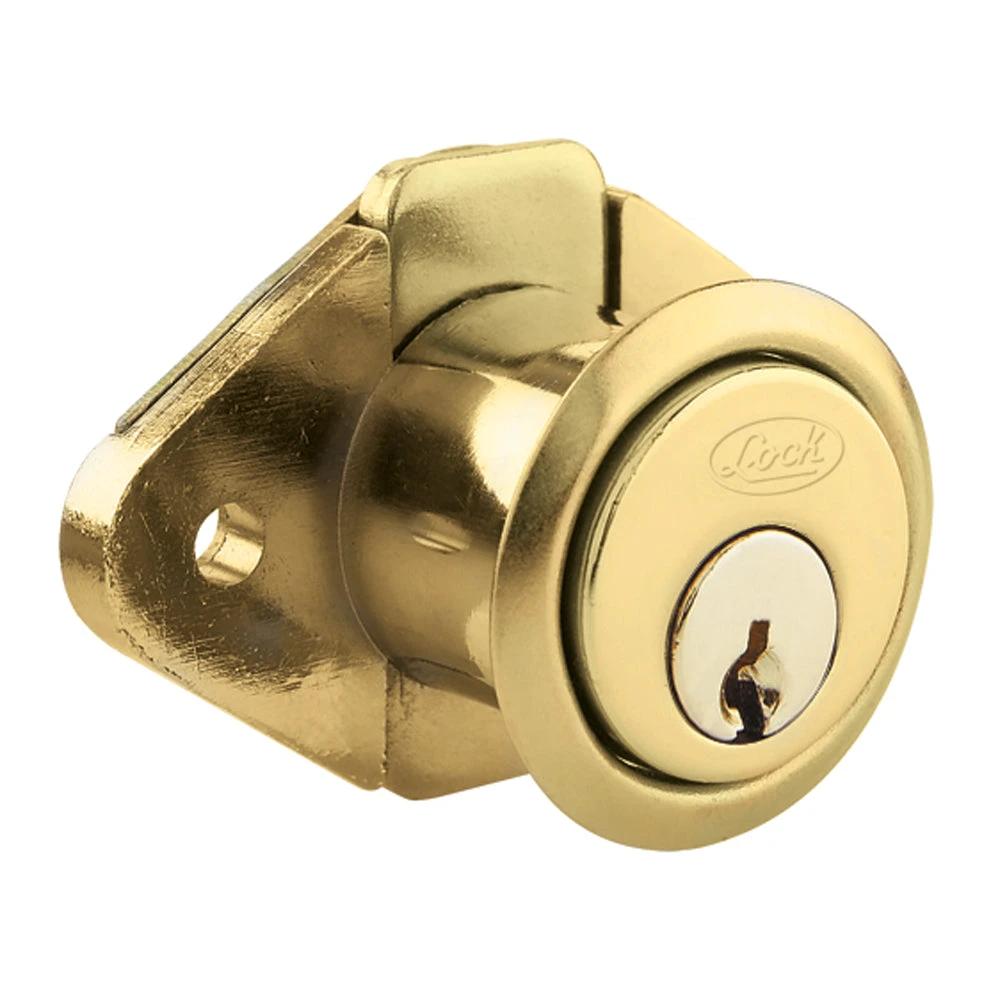 Cerradura para mueble ovalada, latón brillante, llave estándar, blíster Lock - Lock - Industrias GSL
