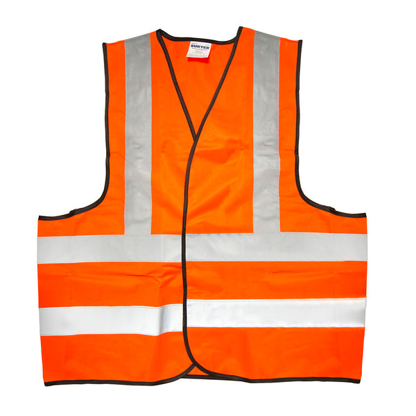 Chaleco de seguridad con cintas reflejantes plateadas unitalla color naranja Surtek 137377 - Surtek - Industrias GSL