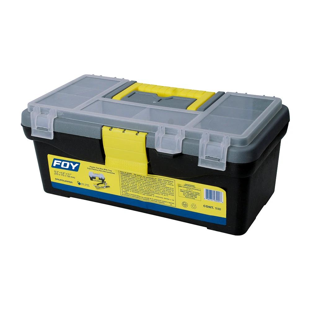 Caja portaherramientas plástica con broches plásticos y organizador 12" x 6" x 5" Foy - Foy - Industrias GSL