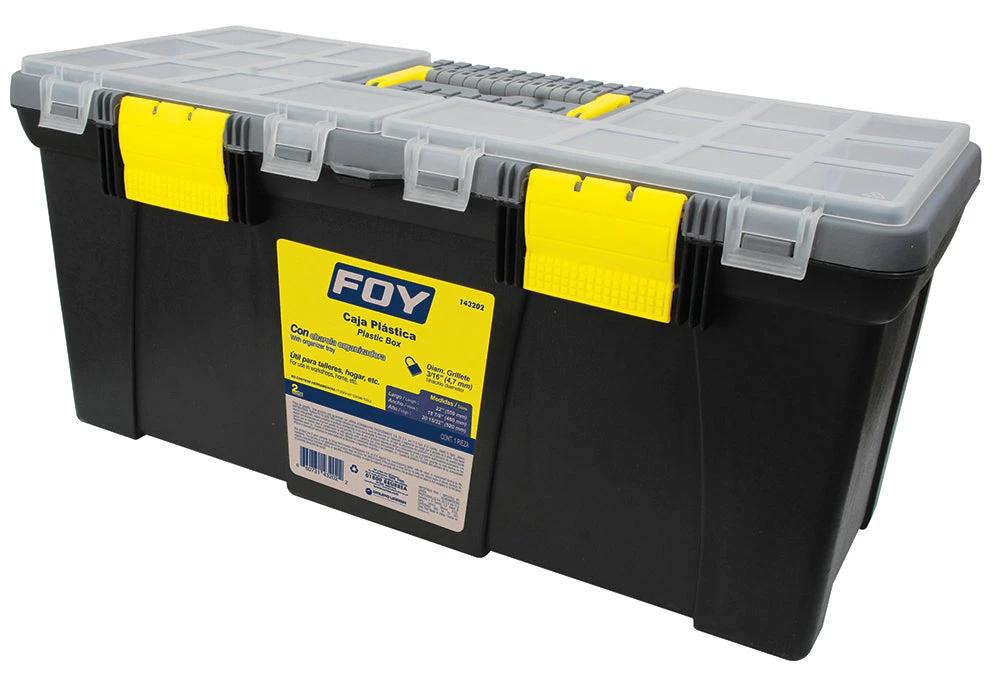 Caja portaherramientas plástica con broches plásticos y organizador 22" x 10" x 10" Foy - Foy - Industrias GSL