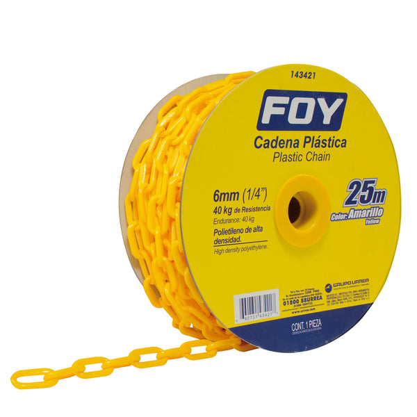 Cadena plástica calibre 6 mm de 25 m color amarillo Foy - Foy - Industrias GSL