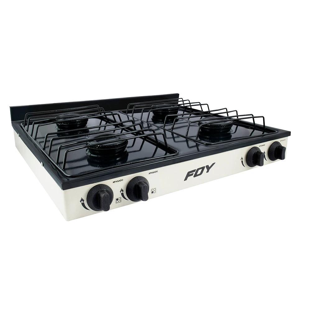 Estufa de gas 4 quemadores de acero inoxidable color blanco Foy - Foy - Industrias GSL