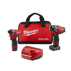 Kit Combinado Taladro percutor/Destornillador de Impacto de 1/2" y 1/4" M12 FUEL™ Milwaukee 2598-22