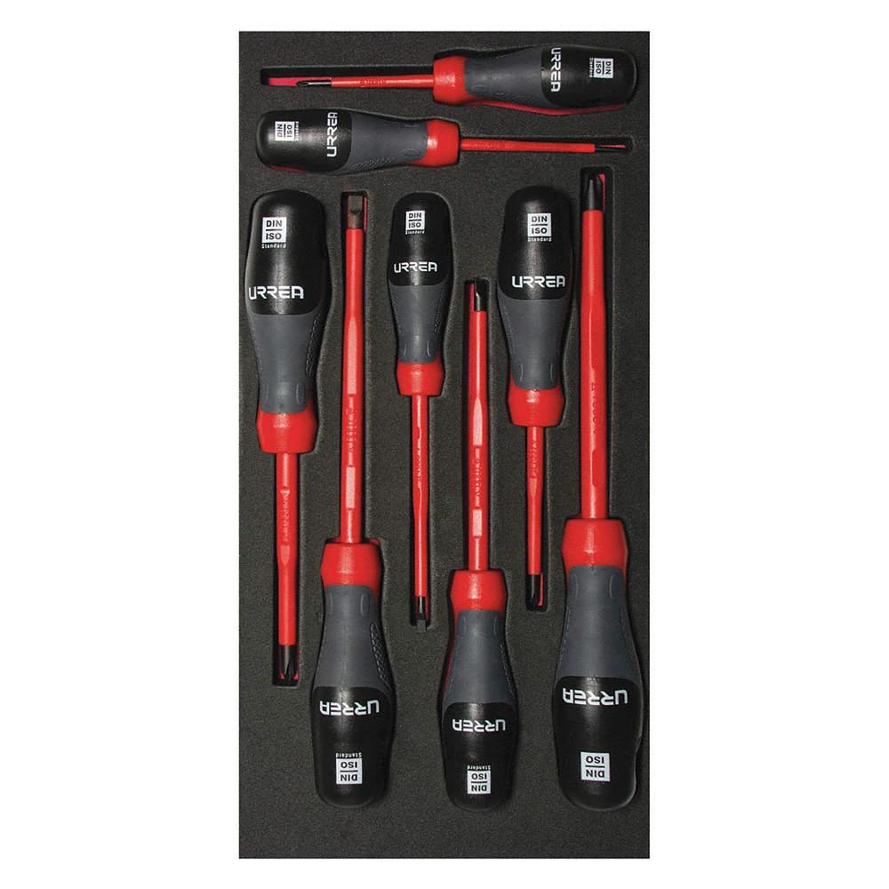 Juego de 8 destornilladores trimaterial 1000 V punta plana y Phillips Urrea CH119L