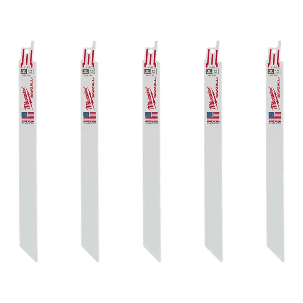 Hojas SAWZALL® de 9" y 14 dientes por pulgada (paq. de 5) Milwaukee 48-00-5187 - Milwaukee - Industrias GSL