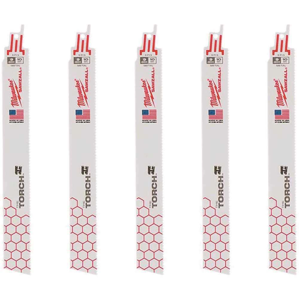 Hojas The Torch™ SAWZALL® de 9" y 10 dientes por pulgada 5pzs Milwaukee 48-00-5713