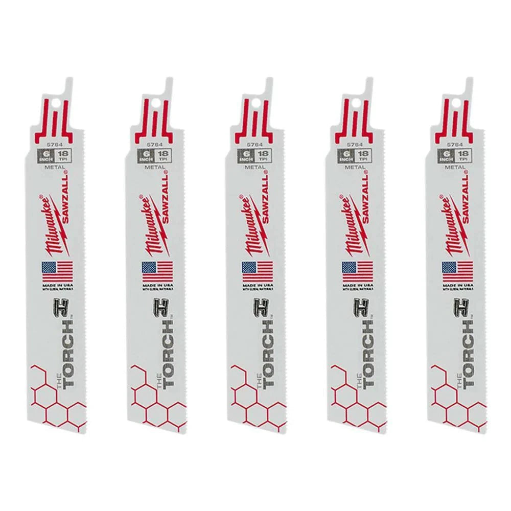 Hojas The Torch™ SAWZALL® de 6" y 18 TPI 5pzs Milwaukee 48-00-5784