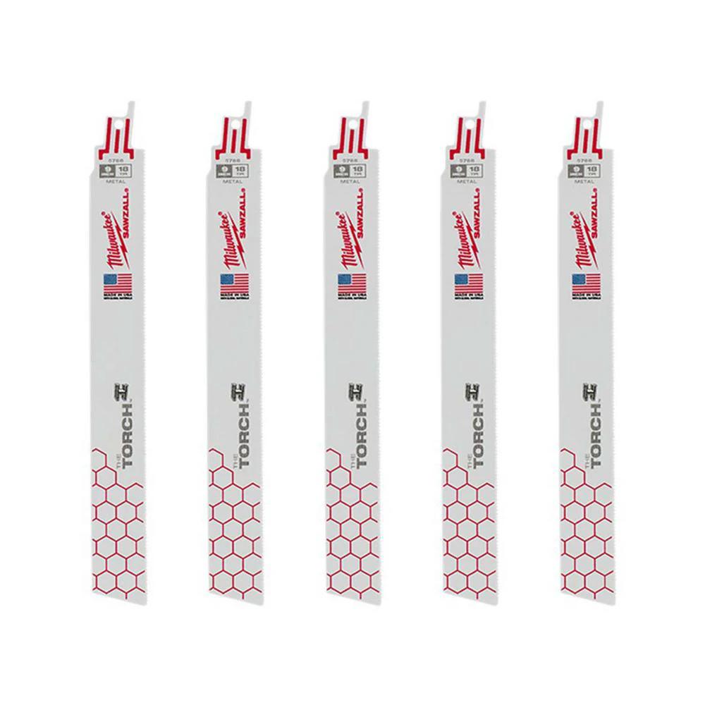 Hojas The Torch™ SAWZALL® de 9" y 18 dientes por pulgada 5pzs Milwaukee 48-00-5788