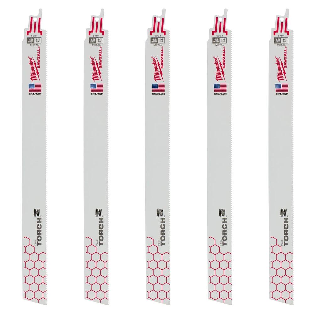 Hojas The Torch™ SAWZALL® de 12" y 14 dientes por pulgada 5pzs Milwaukee 48-00-5794