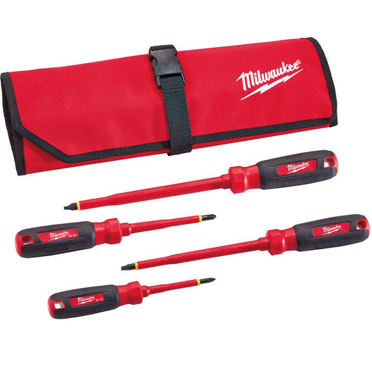 Juego de 4 destornilladores con aislamiento 1000 V con bolsa Milwaukee 48-22-2204