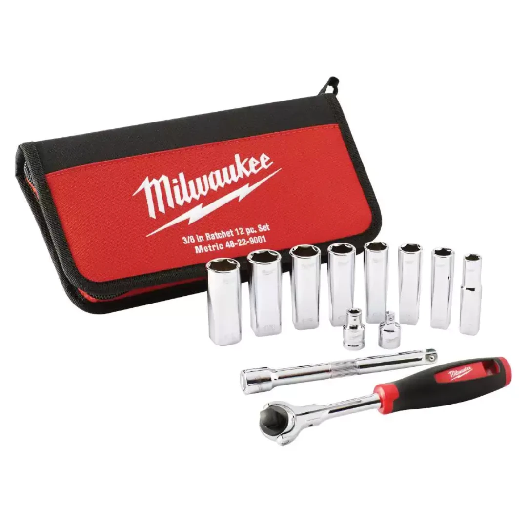 Juego de Dados Métricos con Cuadro de 3/8" de 12pzas Milwaukee 48-22-9001