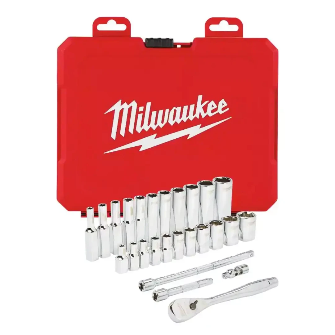 Juego de Dados y Trinquete de 26pzas con Cuadro de 1/4" SAE Milwaukee 48-22-9404