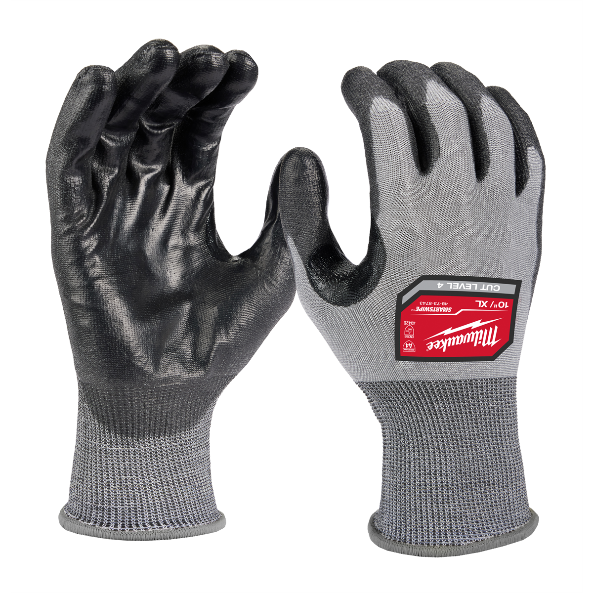 Guantes de poliuretano resistentes a cortes 4 de alta destreza extra grandes Milwaukee 48-73-8743 - Milwaukee - Industrias GSL