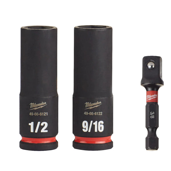 Juego de 3 pzs de cubos de impacto para destornillador de 3/8" SHOCKWAVE Milwaukee 49-66-4417