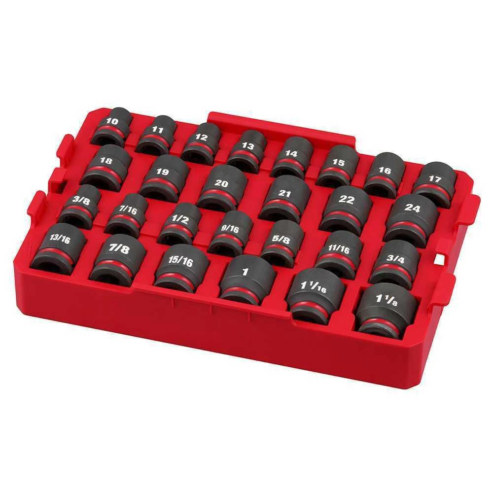 Set Dado 1/2" Dr 27PC SAE TRAY SHOCKWAVE Impact Duty Milwaukee 49-66-6819