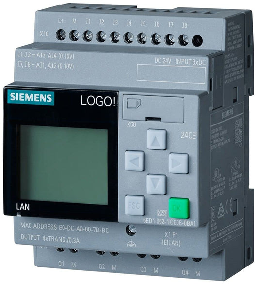Módulo lógico LOGO! 24RCE display FA/E/S: 24 V AC/DC 24 V/relé Siemens 6ED1052-1HB08-0BA1