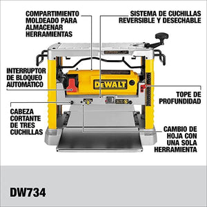 Cepillo Canteador de 12 1/2 Pulgadas con Sistema de 3 Cuchillas Dewalt DW734 - DEWALT - Industrias GSL