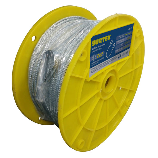 Cable de acero con recubrimiento PVC con guardacabo 1/16" x 75 m Surtek - Surtek - Industrias GSL