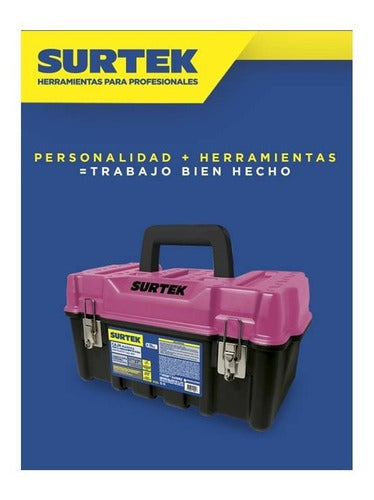 Caja de herramientas rosa con broches metálicos Surtek CPS17K - Urrea - Industrias GSL