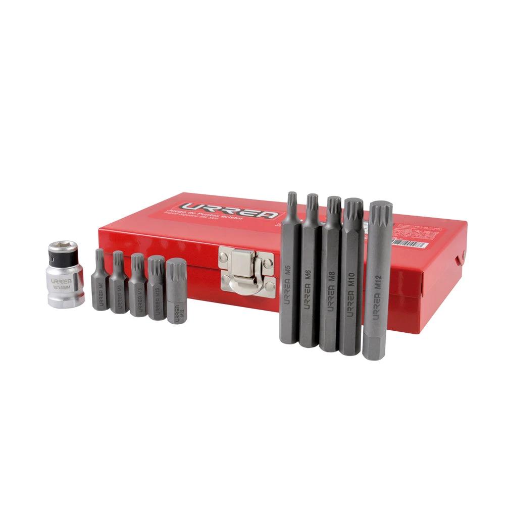 Juego de puntas bristol hexágono de 3/8" con adaptador, 11 piezas Urrea