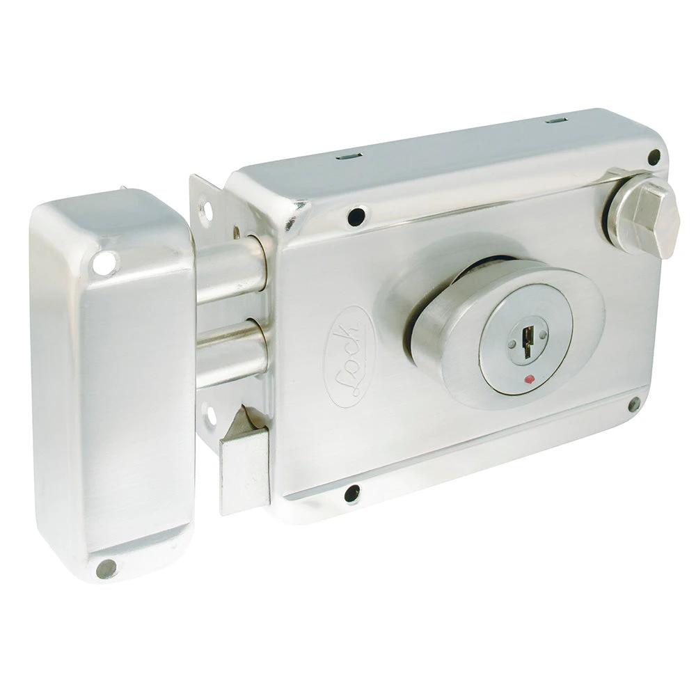 Cerradura sobreponerfunción 2 bulones, acero inoxidable, llave de puntos, en caja Lock - Lock - Industrias GSL