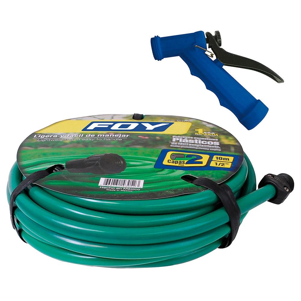 Kit de manguera para jardín con pistola para riego 2 capas 1/2", 10 m Foy