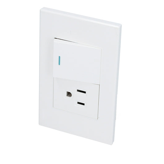 Placa 1 Switch 1 contacto 1/2, línea Premium, color blanco Surtek