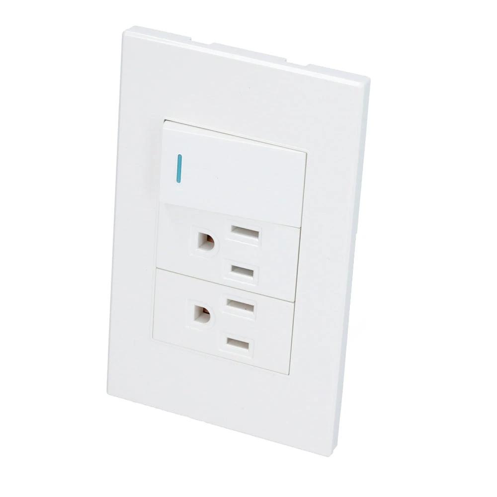 Placa 1 Switch 2 contactos 1/3, línea Premium, color blanco Surtek