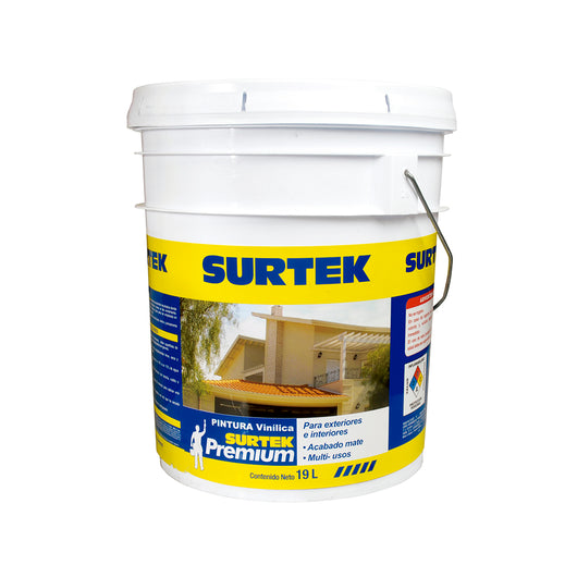 Cubeta de pintura vinílica premium 19 Lt color amarillo intenso Surtek - Surtek - Industrias GSL